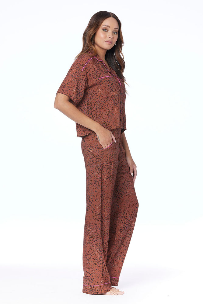 Saltwater Luxe Short Sleeve Button Front Top & Full Length Pant Set - Eden Lifestyle