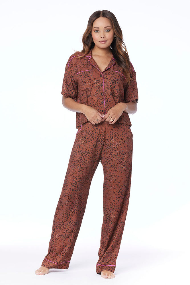 Saltwater Luxe Short Sleeve Button Front Top & Full Length Pant Set - Eden Lifestyle