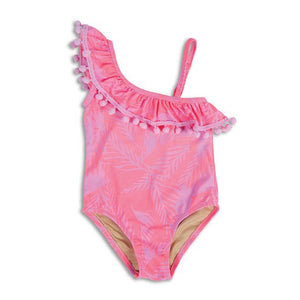 Eden Lifestyle, Baby Girl Apparel - Swimwear,  Palm Reader-Coral/Purple