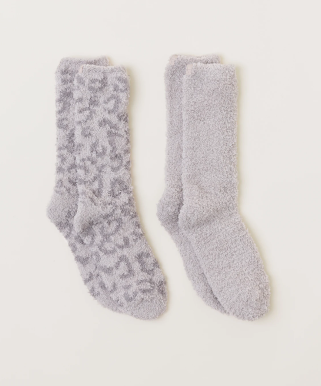 Barefoot Dreams CozyChic® Women's Barefoot in the Wild 2 Pair Sock Set - Linen - Eden Lifestyle