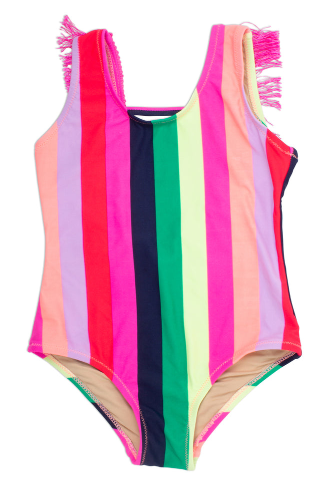 Shade Critters, Baby Girl Apparel - Swimwear,  Shade Critters Fringe Back One Piece - Multi Stripe Baby