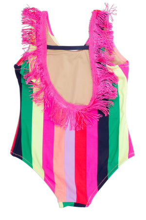 Shade Critters, Girl - Swimwear,  Shade Critters Fringe Back One Piece - Multi Stripe