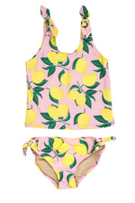 Shade Critters, Girl - Swimwear,  Shade Critters Two piece Tankini - Tie Side Yellow/Pink Lemon Print