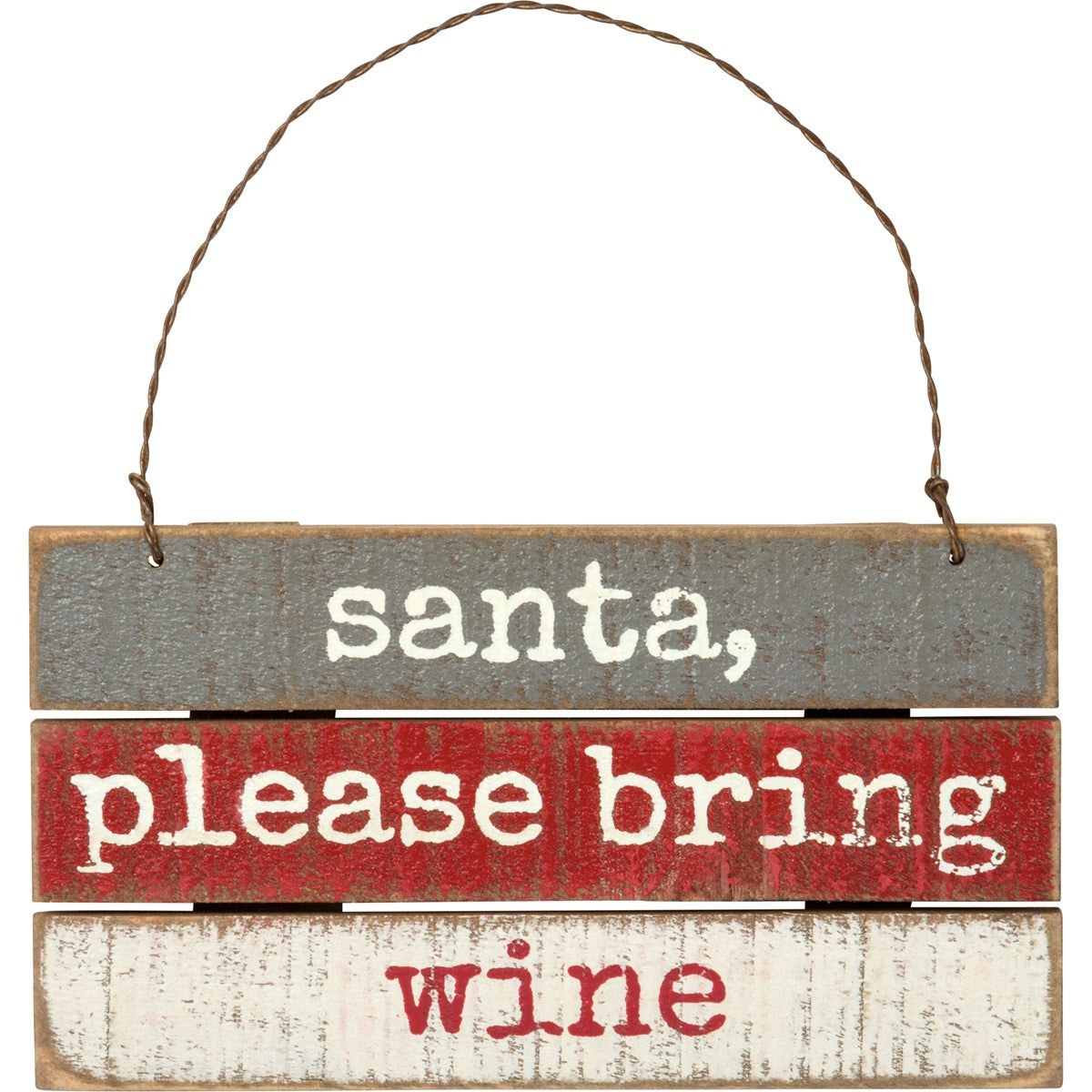 Primitives By Kathy, Home - Decorations,  Slat Ornament - Santa, Please Bring Wine