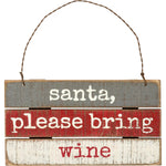 Primitives By Kathy, Home - Decorations,  Slat Ornament - Santa, Please Bring Wine