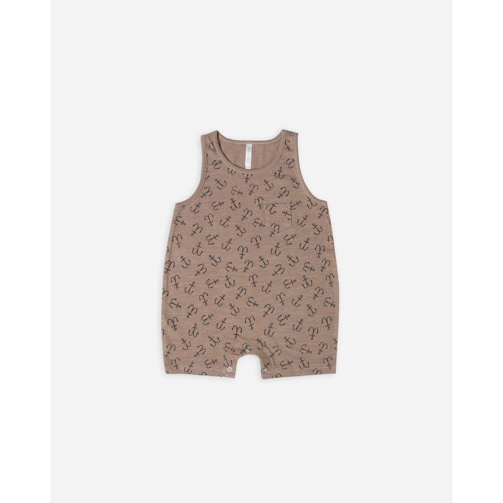 Rylee and Cru, Baby Boy Apparel - Rompers,  Rylee & Cru Sleeveless Onepiece - Cocoa Anchors