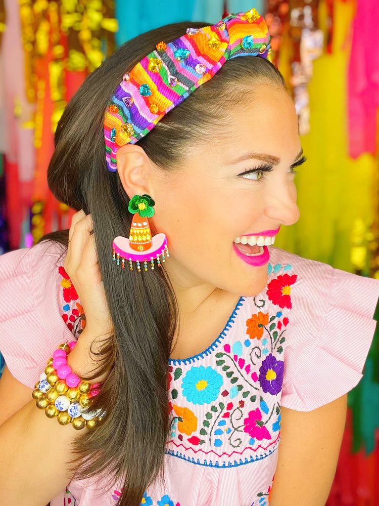 Sombrero Earrings with Rhinestone Fringe - Eden Lifestyle