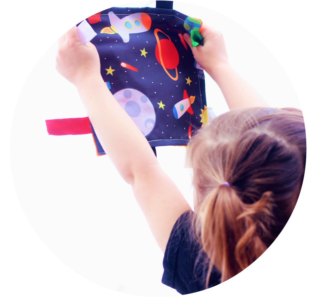 Space Rockets Crinkle Tag Square 8x8 Baby Teach @ Home Toy - Eden Lifestyle