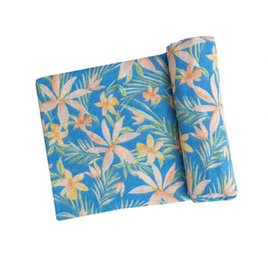 Blue Island Floral Swaddle Blanket - Eden Lifestyle
