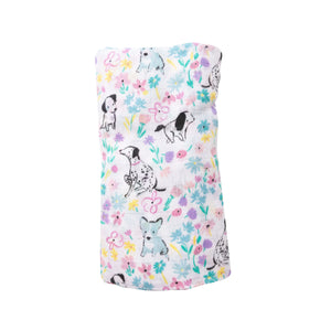 Dog and Floral Swaddle Blanket - Eden Lifestyle