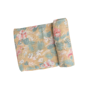 Floral Flamingos Swaddle Blanket - Eden Lifestyle