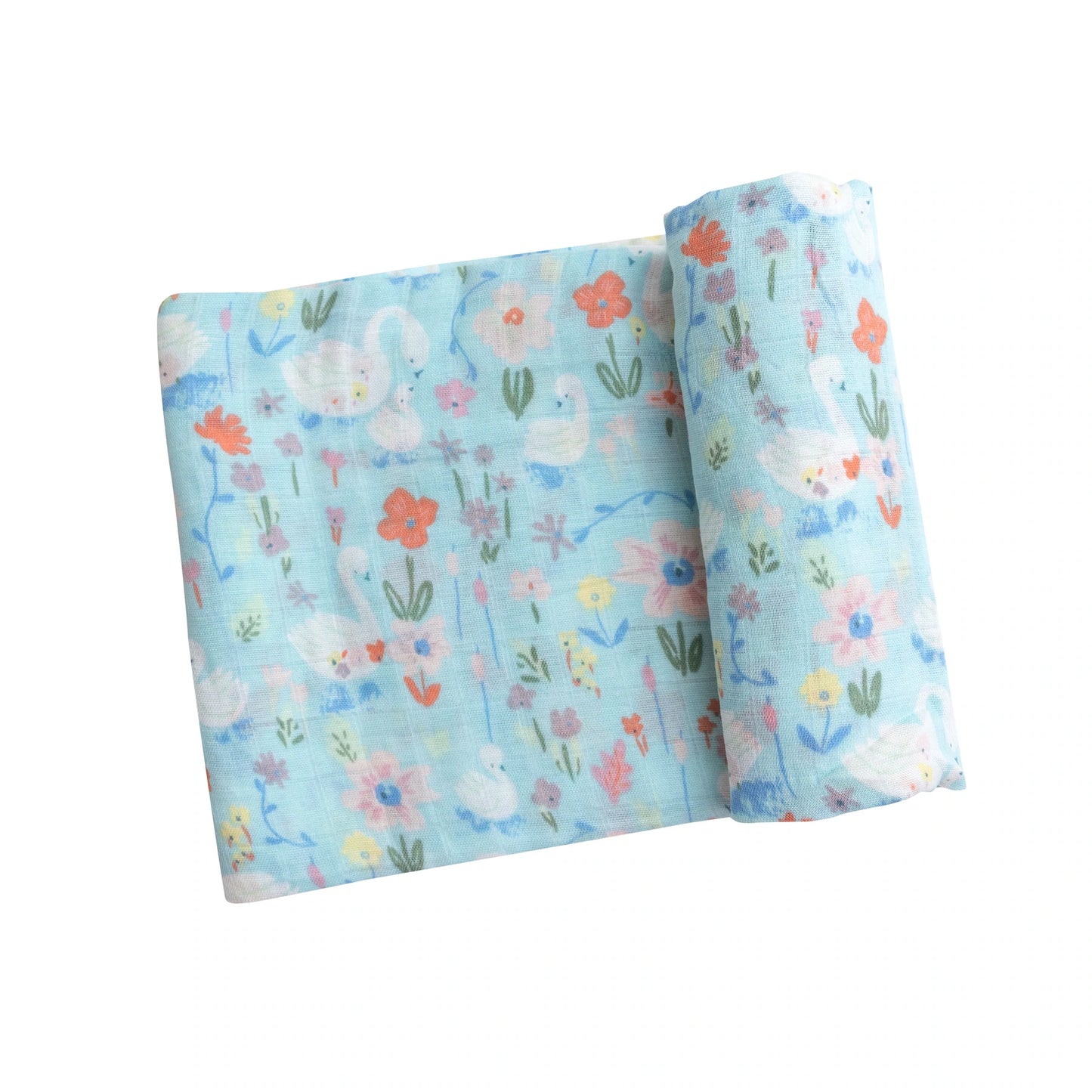 Floral Swans Swaddle Blanket - Eden Lifestyle