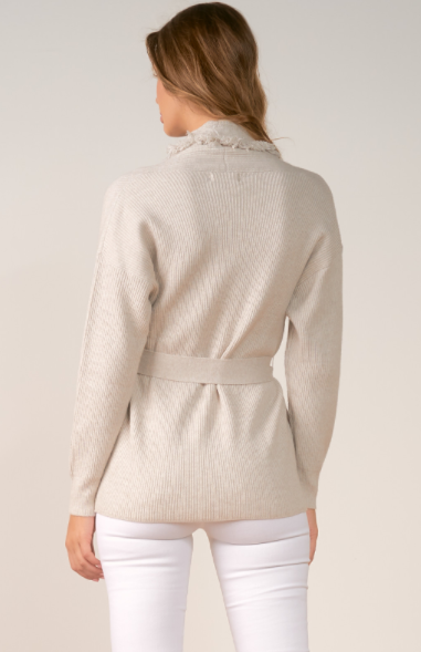 Oatmeal Sweater Cardigan w/ Belt - Eden Lifestyle