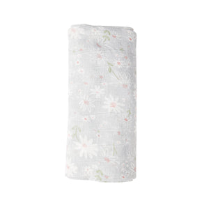 Sweet Daisies Swaddle Blanket Grey - Eden Lifestyle