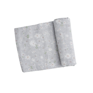 Sweet Daisies Swaddle Blanket Grey - Eden Lifestyle