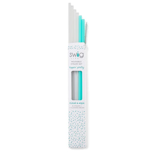 Swig Clear + Aqua Reusable Straw Set (Tall) - Eden Lifestyle