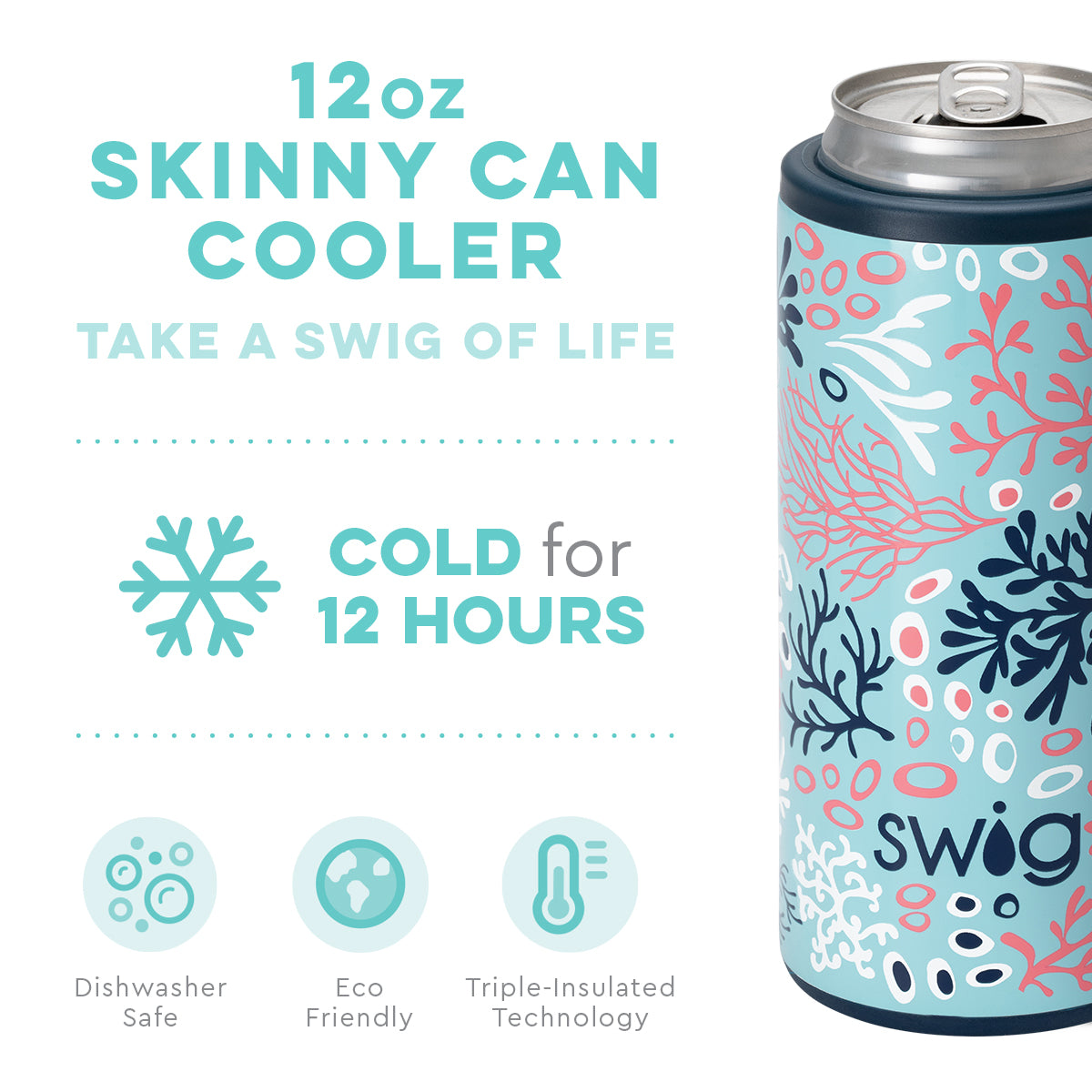 Swig Coral Me Crazy Skinny Can Cooler (12oz) - Eden Lifestyle