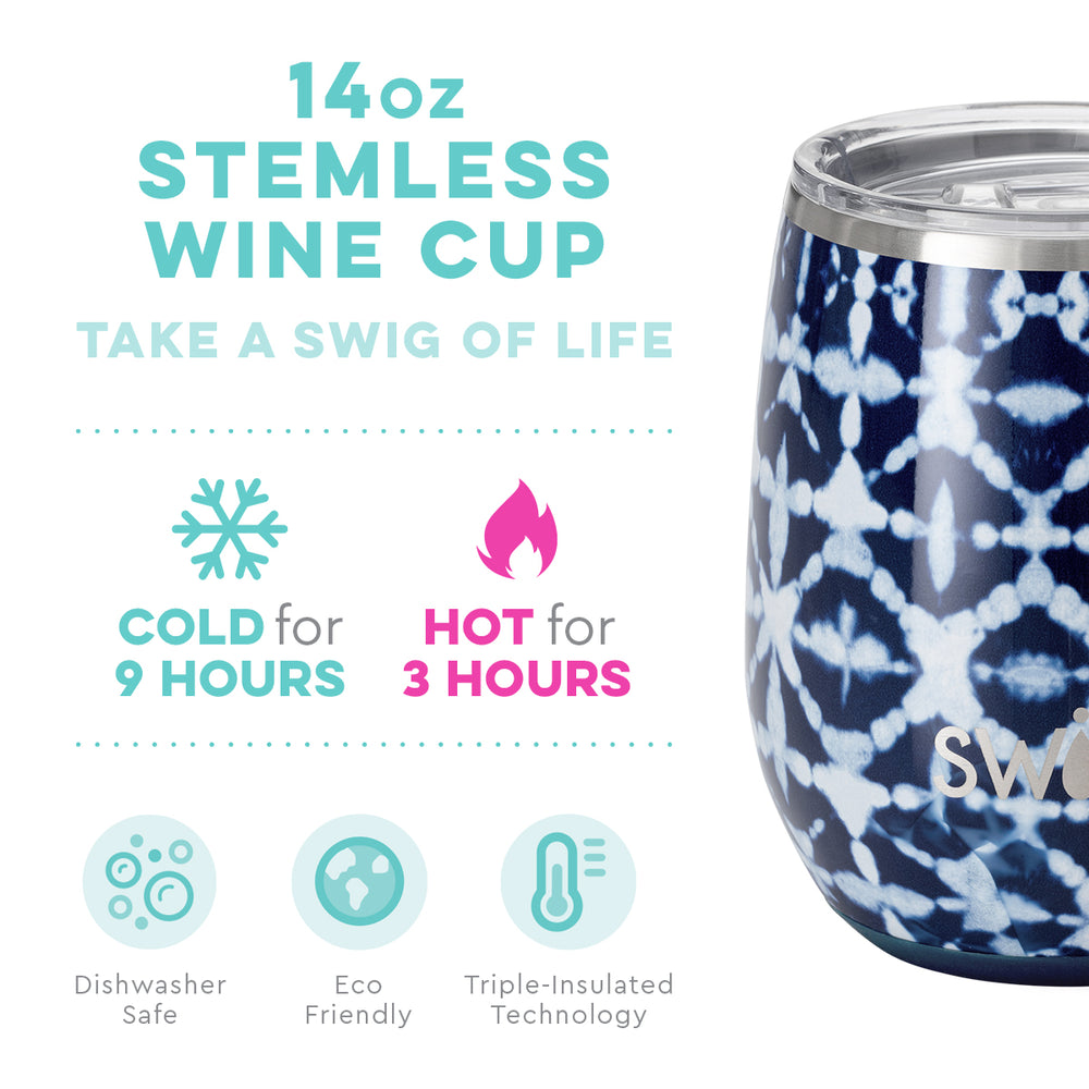 Swig Indigo Isles Stemless Cup (14oz) - Eden Lifestyle