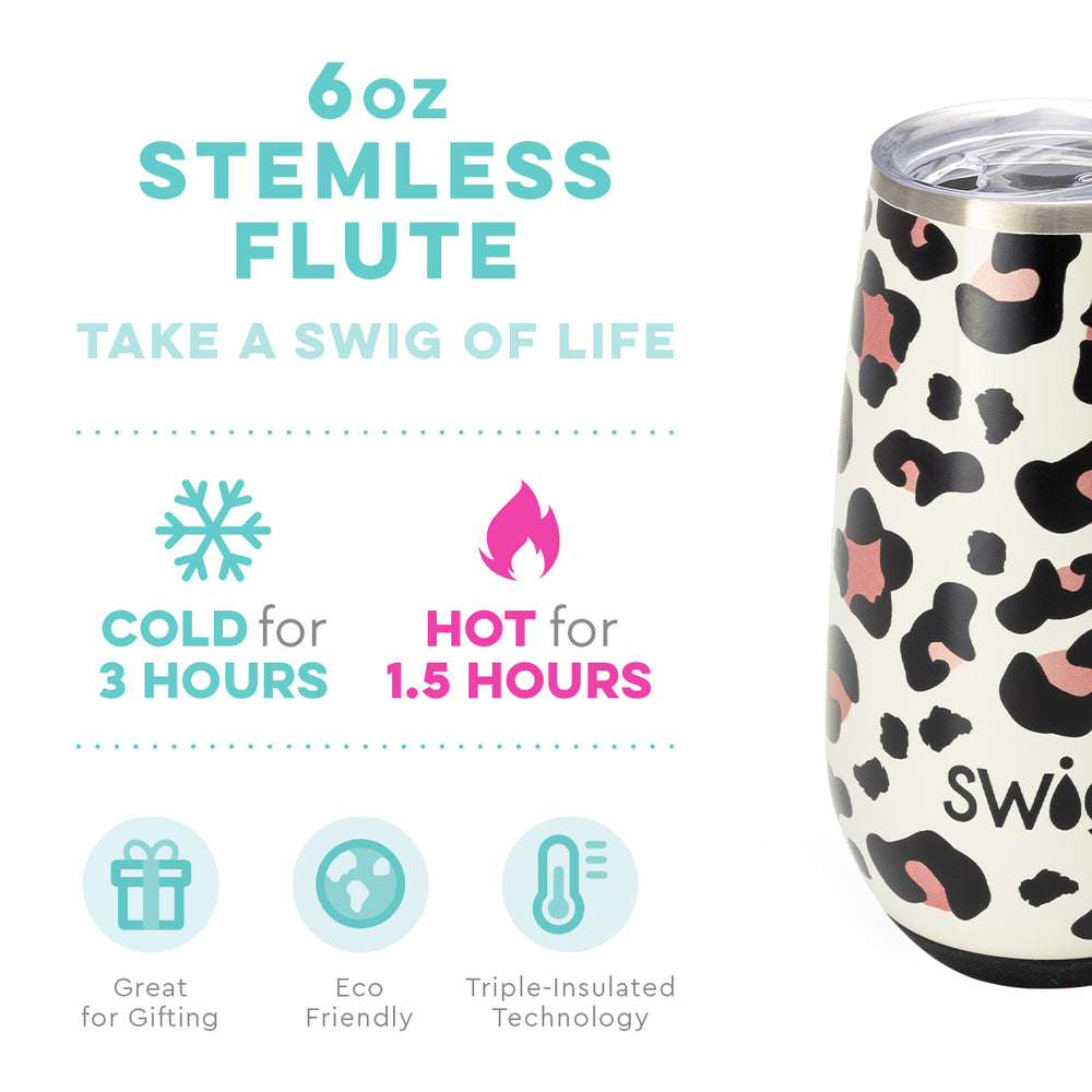 Swig Luxy Leopard Stemless Flute (6oz) - Eden Lifestyle