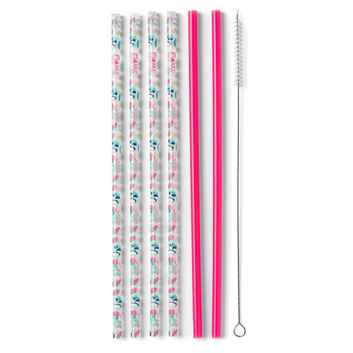 Swig Party Animal + Hot Pink Reusable Straw Set (Tall) - Eden Lifestyle