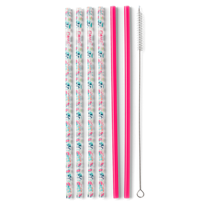 Swig Party Animal + Hot Pink Reusable Straw Set (Tall) - Eden Lifestyle