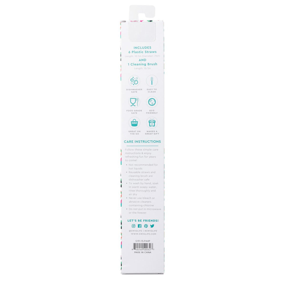 Swig Party Animal + Hot Pink Reusable Straw Set (Tall) - Eden Lifestyle
