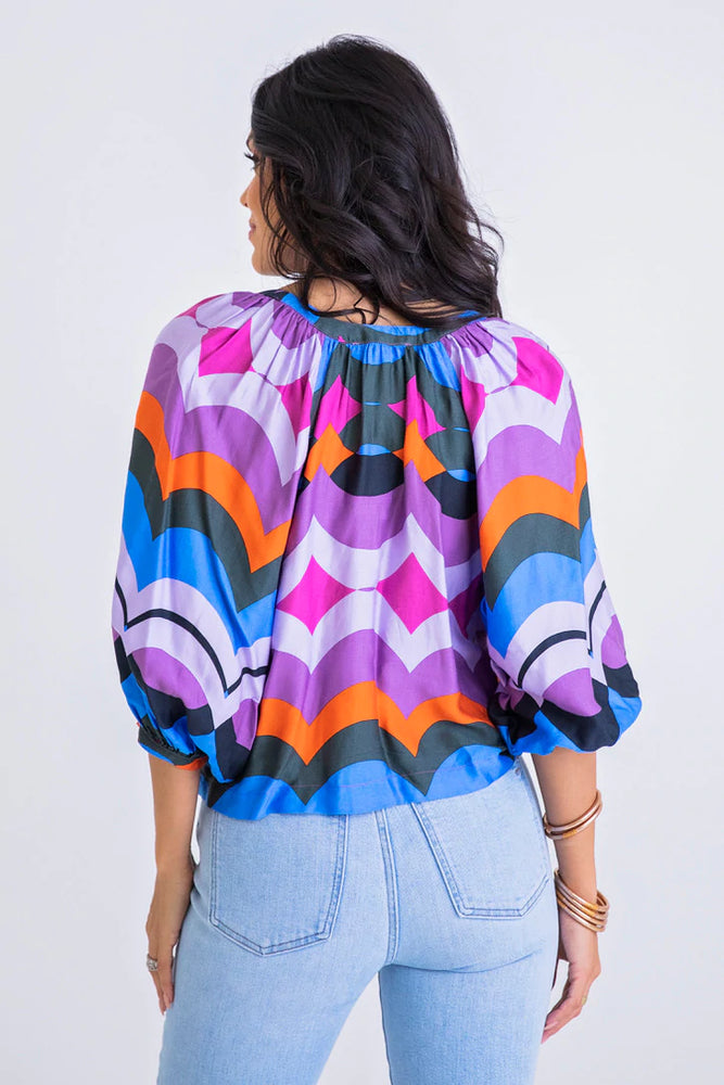 Swirl 70's Button Top - Eden Lifestyle