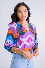 Swirl 70's Button Top - Eden Lifestyle