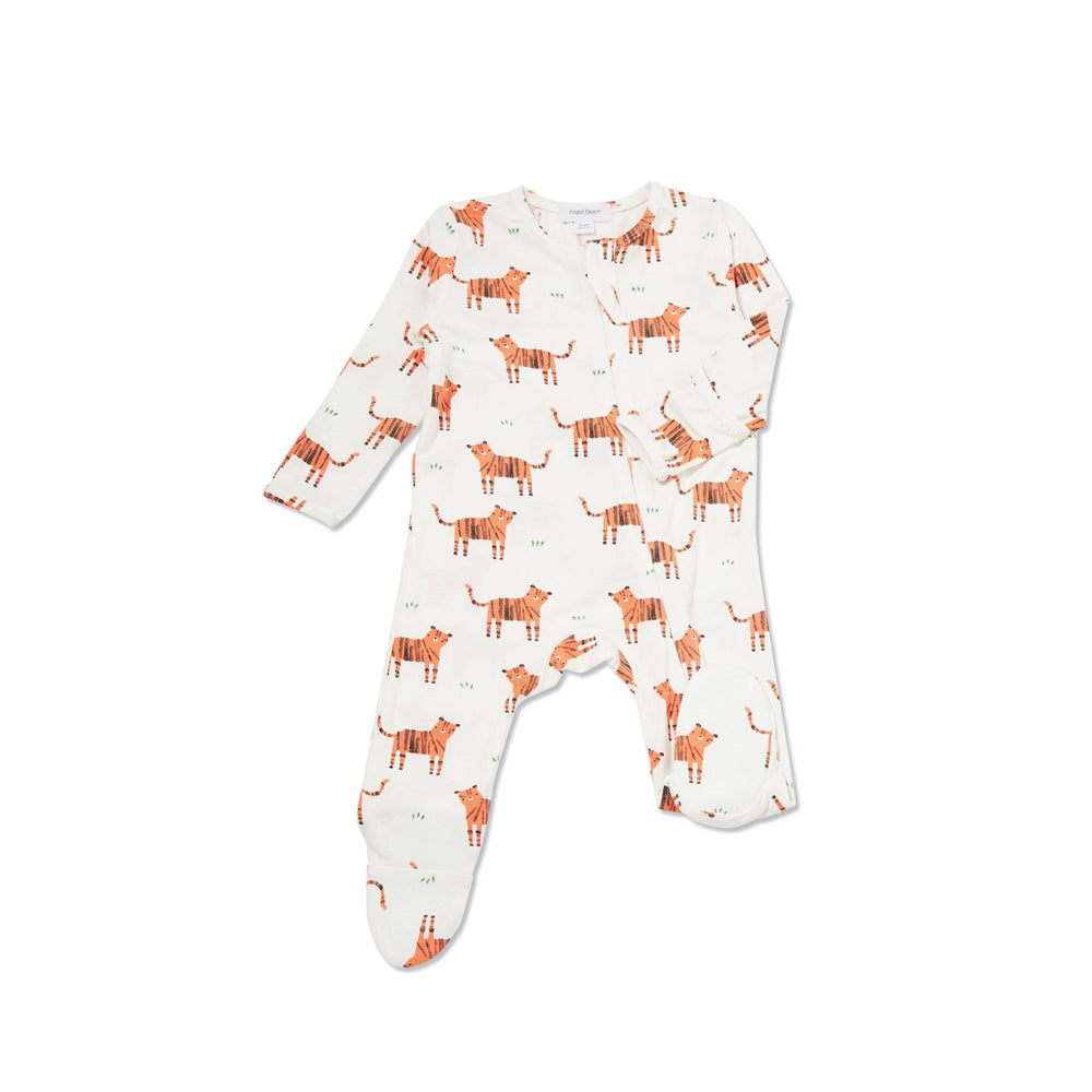 Angel Dear, Baby Boy Apparel - One-Pieces,  Angel Dear Tiger Bamboo Zipper Footie