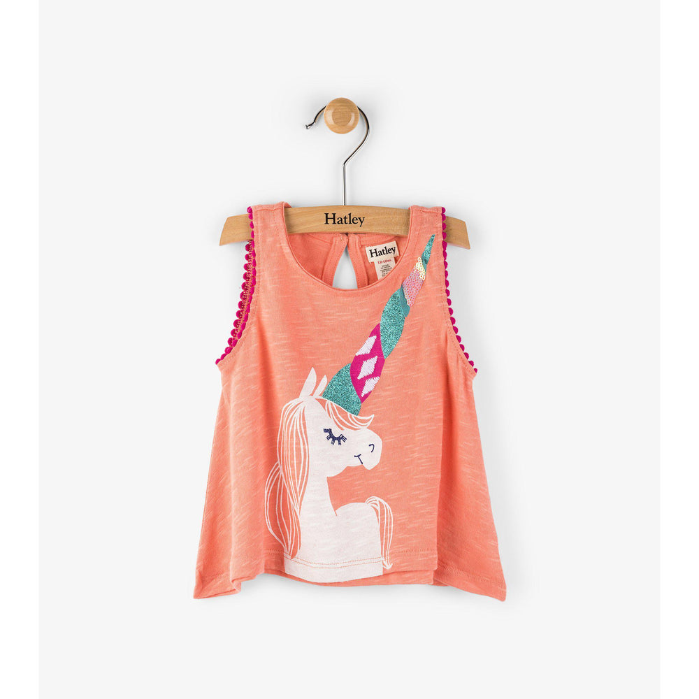 Hatley, Baby Girl Apparel - Shirts & Tops,  Hatley Peach Unicorn Mini Tank