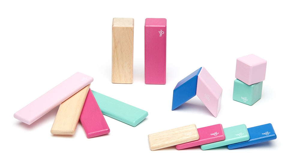 Tegu, Gifts - Toys,  Tegu Magnetic Wooden Blocks - 14 Piece Set - Blossom