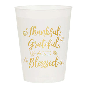 Thankful Grateful And Blessed Reusable Cups - Set of 10 - Eden Lifestyle