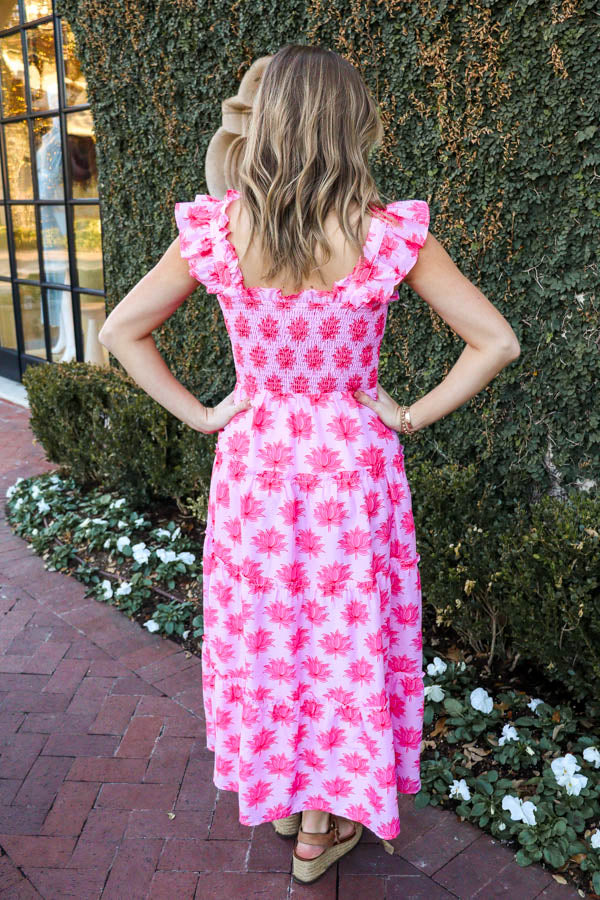 The Elsie Ruffle Strap Midi Dress - Eden Lifestyle