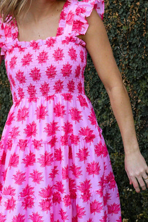 The Elsie Ruffle Strap Midi Dress - Eden Lifestyle