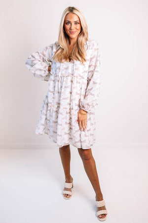 J. Marie The Maxine Long Sleeve Dress - Off White - Eden Lifestyle