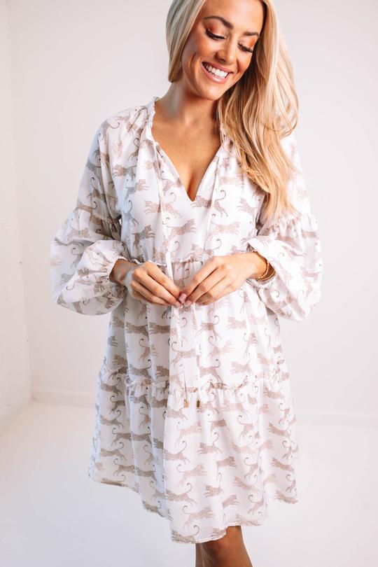 J. Marie The Maxine Long Sleeve Dress - Off White - Eden Lifestyle