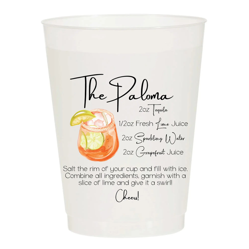 The Paloma Recipe Tequila Summer- Reusable Cups - Set of 10 - Eden Lifestyle