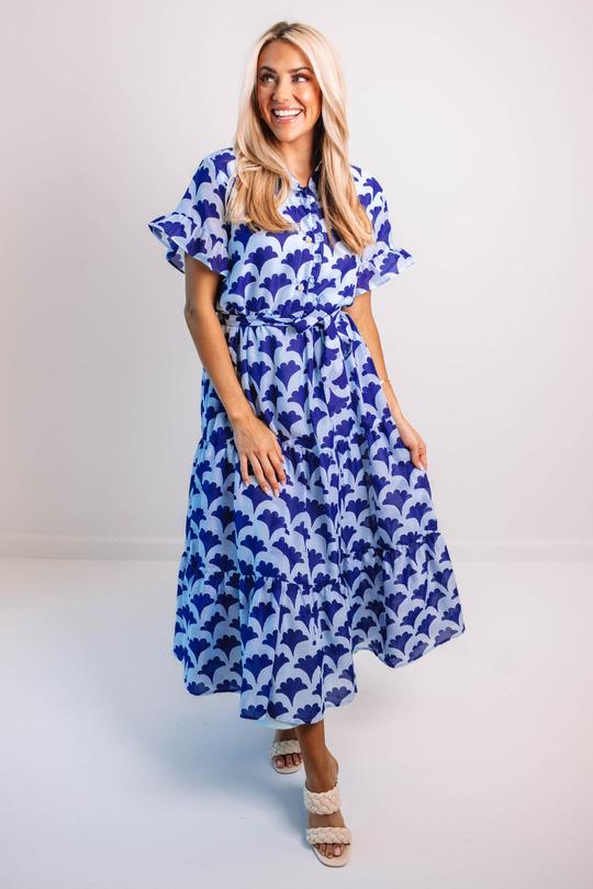J. Marie The Pippa Button Midi Dress - Light Blue - Eden Lifestyle