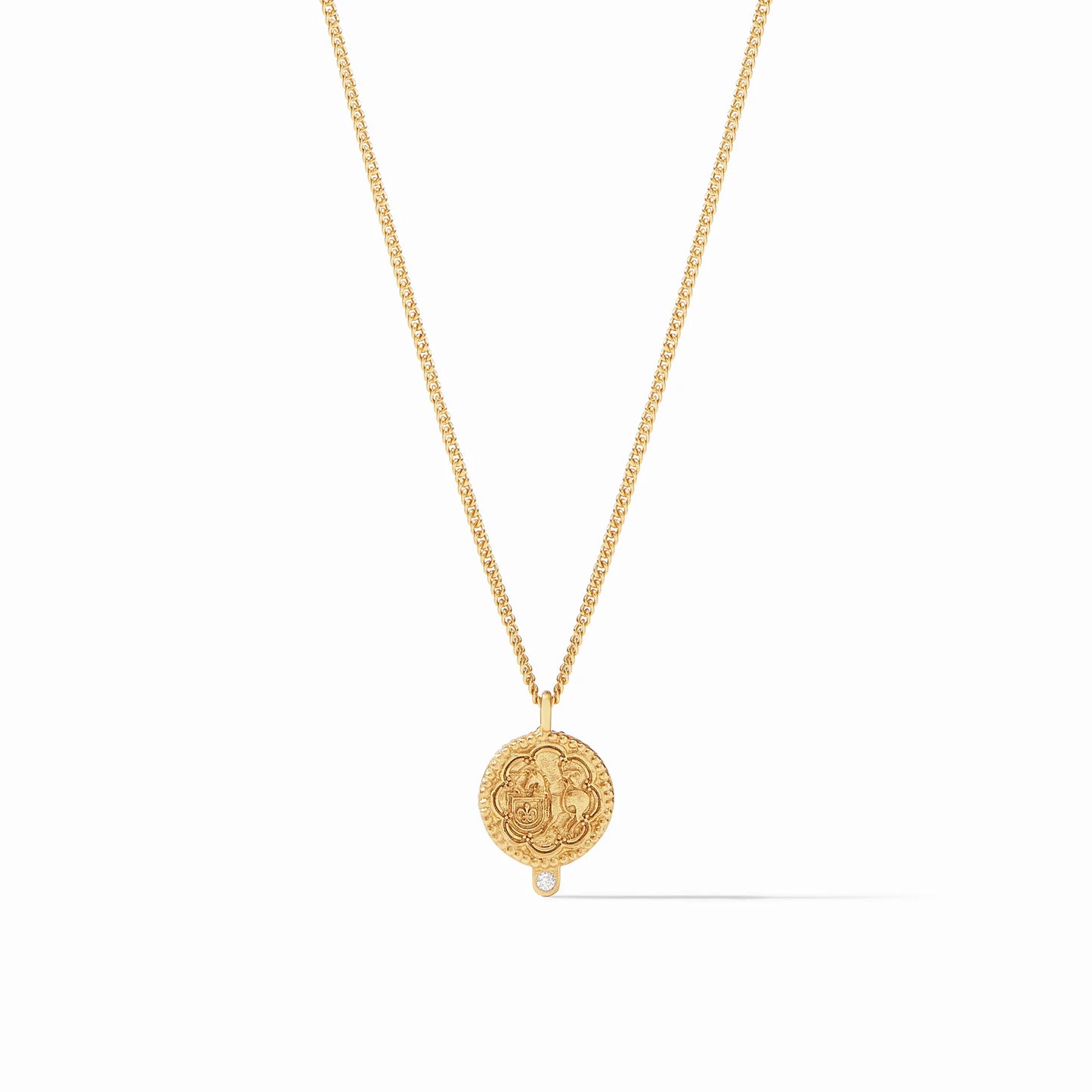 Trieste Coin Solitaire Necklace Gold Cubic Zirconia - Eden Lifestyle