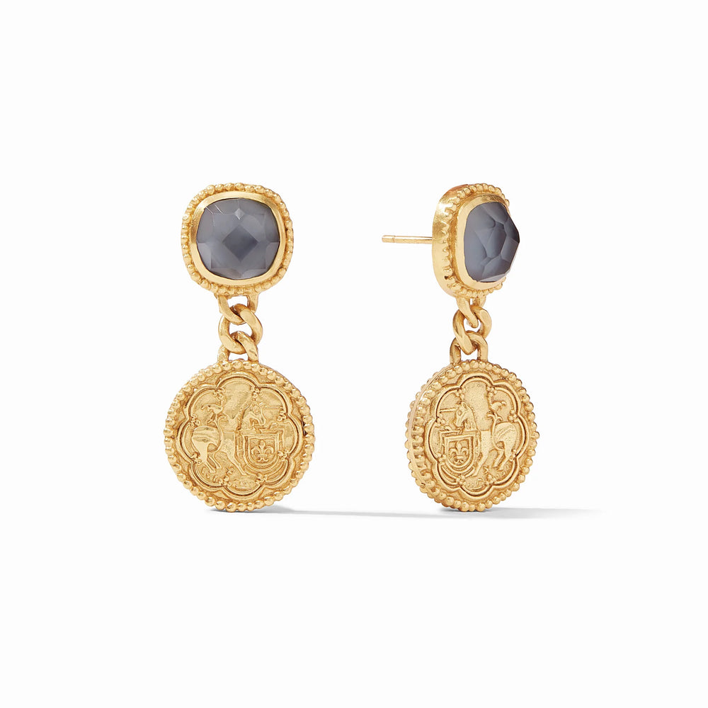 Trieste Coin Statement Earring Charcoal Blue - Eden Lifestyle