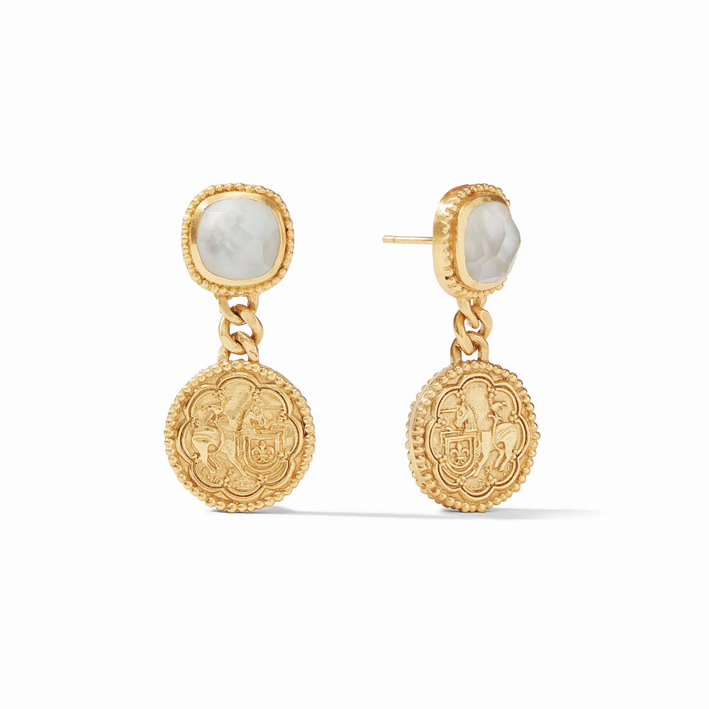 Trieste Coin Statement Earring Gold Iridescent Clear Crystal - Eden Lifestyle
