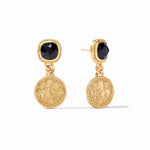 Trieste Coin Statement Earring Gold Obsidian Black - Eden Lifestyle