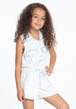 Bella Dahl, Girl - Rompers,  Utility Pocket Romper in White Out Denim Glow Wash