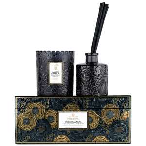 Voluspa - Moso Bamboo - Scalloped Edge Candle & Reed Diffuser Gift Set - Eden Lifestyle