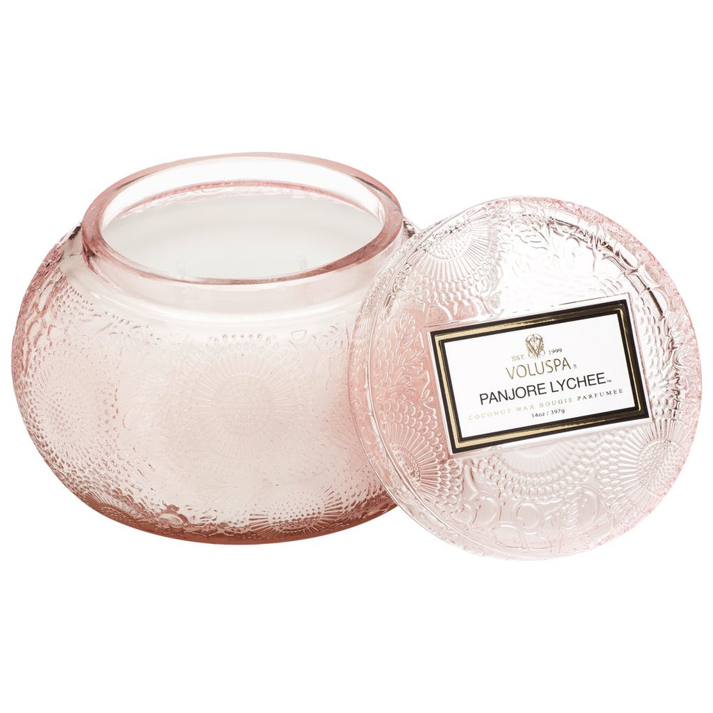 Voluspa, Home - Candles,  Voluspa - Panjore Lychee - Embossed Glass Chawan Bowl