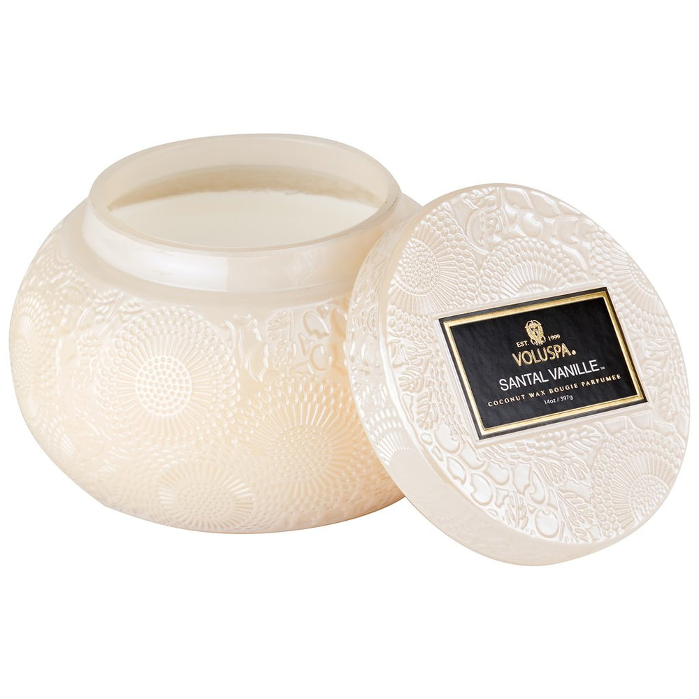 Voluspa, Home - Candles,  Voluspa - Santal Vanille - Embossed Glass Chawan Bowl