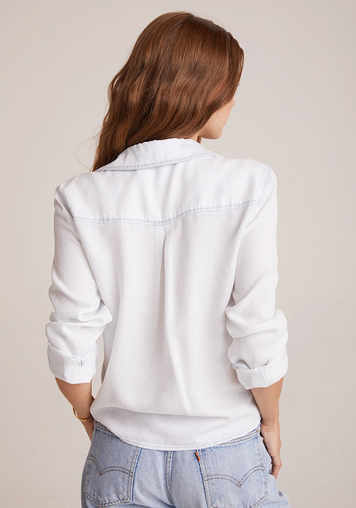 Bella Dahl, Women - Shirts & Tops,  Two Pocket Tie Front White Out Top