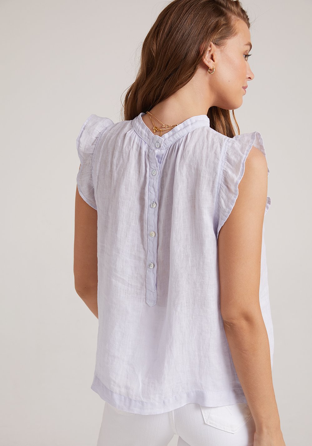 Bella Dahl, Women - Shirts & Tops,  Mock Neck Ruffle Top in Pale Iris