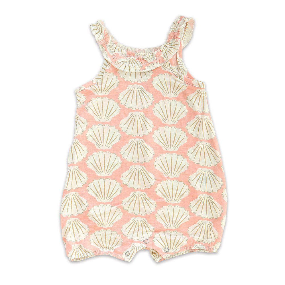 Silkberry Baby, Baby Girl Apparel - Rompers,  Silkberry Baby Bamboo Ruffle Romper Shell Print