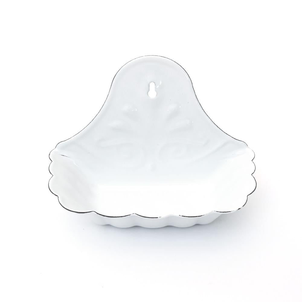 Finch Berry, Gifts - Beauty & Wellness,  Scalloped White Enameled Metal Soap Dish
